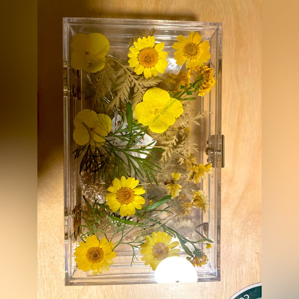 Milanblocks Floral Imprinted Acrylic Box Clutch